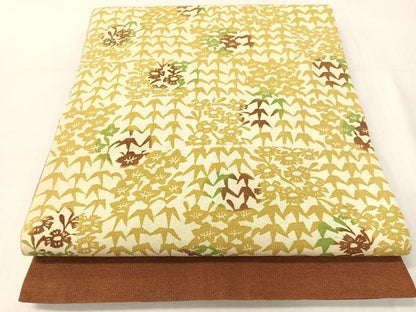 平和屋着物●九寸開き名古屋帯　型染め　市松笹花文　正絹　逸品　CABH4625vp