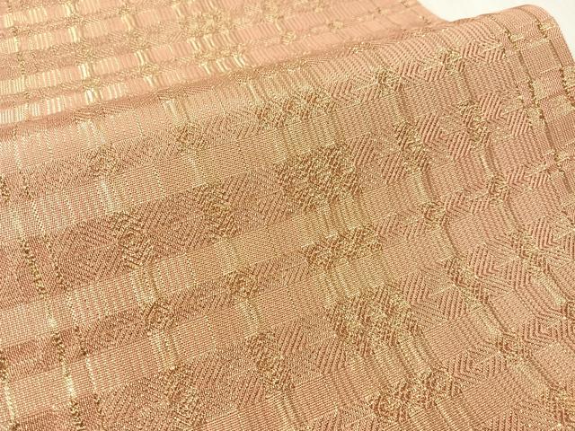 平和屋着物●ひなや工房　くむ・あむ・おる　伊豆蔵明彦　全通柄袋帯　格子柄　金糸　正絹　逸品　未使用　CABH4629vp