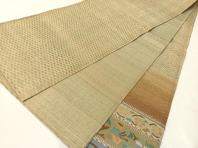 平和屋着物▽太鼓柄袋帯　スリーシーズン　春夏秋　すくい織　花唐草横段文　金糸　正絹　逸品　CABH4631vp