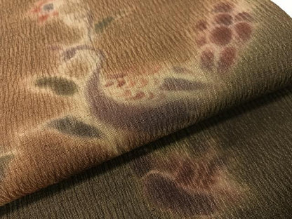 平和屋着物●内田陽一郎　太鼓柄袋帯　孔雀花文　正絹　逸品　CABH4634vp