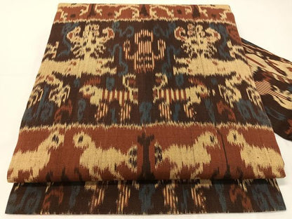 平和屋着物●全通柄　九寸名古屋帯　イカット　動物吉祥文　綿　逸品　CABH4636vp
