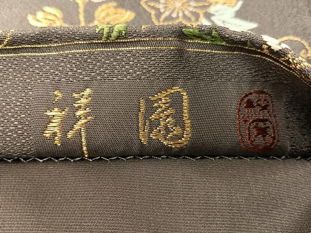 平和屋着物●田中工芸織物 祥園謹製　六通柄袋帯　唐織　花唐草文　金糸　正絹　逸品　CABH4638vp