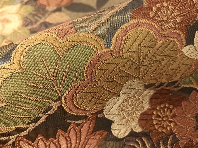 平和屋着物●ファッションデザイナー　花井幸子　六通柄袋帯　唐織　花車文　金糸　正絹　逸品　CABH4690vp