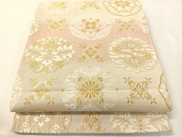 平和屋着物●六通柄袋帯　唐織　花丸文　金銀糸　やまと誂製　正絹　逸品　CABH4691vp