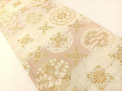 平和屋着物●六通柄袋帯　唐織　花丸文　金銀糸　やまと誂製　正絹　逸品　CABH4691vp