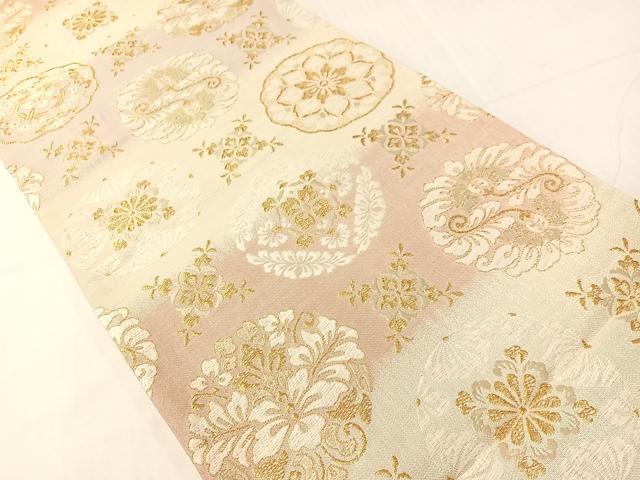 平和屋着物●六通柄袋帯　唐織　花丸文　金銀糸　やまと誂製　正絹　逸品　CABH4691vp