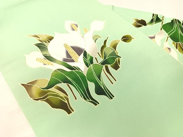 平和屋着物●塩瀬　九寸名古屋帯　水芭蕉　正絹　逸品　CABH4692vp