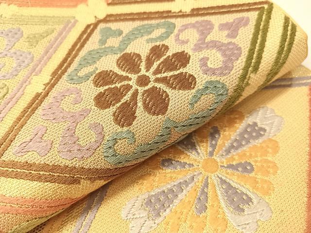 平和屋着物●六通柄袋帯　唐織　花菱文　金糸　正絹　逸品　CABH4697vp