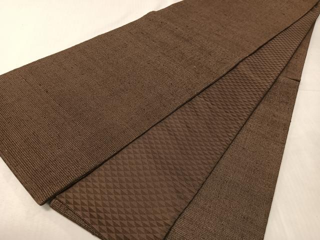 平和屋着物●全通柄袋帯　紬地　黒鳶色　正絹　逸品　CABH4698vp