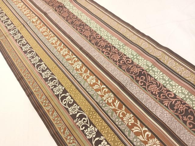 平和屋着物●本場筑前博多織　八寸名古屋帯　更紗唐草間道　正絹　逸品　CABH4700vp