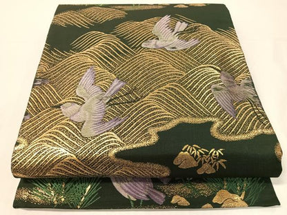 平和屋着物●アンティーク　大正ロマン　丸帯　飛鳥　金糸　引き抜き帯　正絹　逸品　CABH4701vp