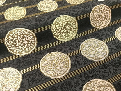 平和屋着物●西陣織　六通柄袋帯　唐織　古代名物裂　黒地　金糸　正絹　逸品　未使用　CABH4703vp