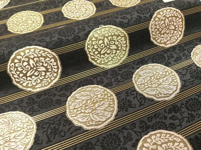平和屋着物●西陣織　六通柄袋帯　唐織　古代名物裂　黒地　金糸　正絹　逸品　未使用　CABH4703vp