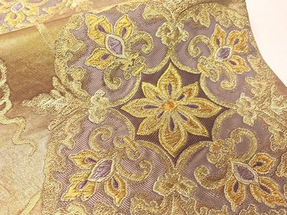 平和屋着物●西陣の名門　本家加納　六通柄袋帯　葡萄蔦の葉花文　金糸　引箔　正絹　逸品　CABH4709vp