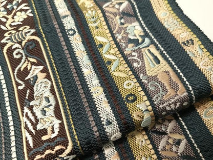 平和屋着物●本場筑前博多織　ワンタッチつけ帯　エジプト壁画間道　正絹　逸品　CABH4712vp