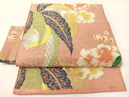 平和屋着物●アンティーク　大正ロマン　つけ帯　草花文　金銀糸　正絹　逸品　CABH4713vp