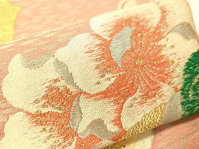 平和屋着物●アンティーク　大正ロマン　つけ帯　草花文　金銀糸　正絹　逸品　CABH4713vp
