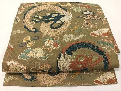 平和屋着物●つけ帯　唐織　雲龍　金糸　正絹　逸品　CABH4717vp