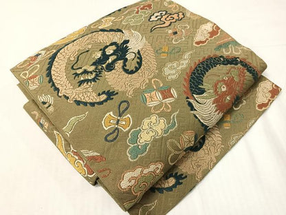 平和屋着物●つけ帯　唐織　雲龍　金糸　正絹　逸品　CABH4717vp