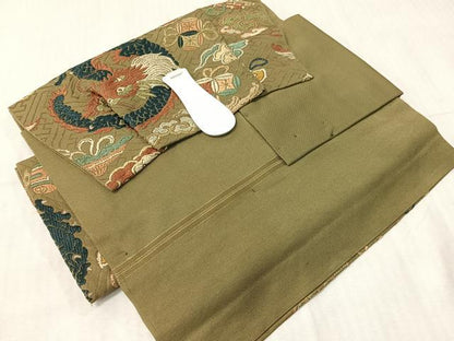 平和屋着物●つけ帯　唐織　雲龍　金糸　正絹　逸品　CABH4717vp