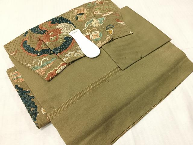 平和屋着物●つけ帯　唐織　雲龍　金糸　正絹　逸品　CABH4717vp