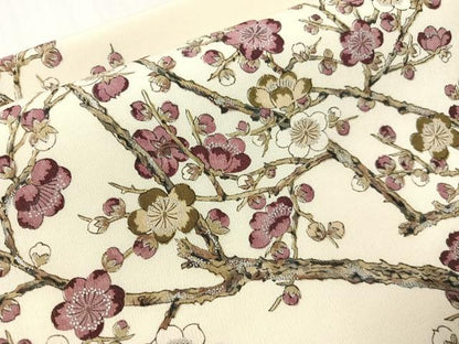 平和屋着物●つけ帯　手描き　枝梅文　銀彩　正絹　逸品　CABH4718vp