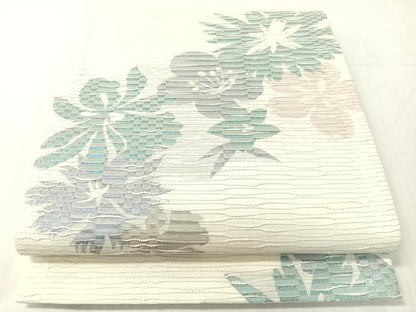 平和屋着物●BANKAN　original　両面　六通柄袋帯　舞花文　銀糸　正絹　逸品　未使用　CABH4719vp