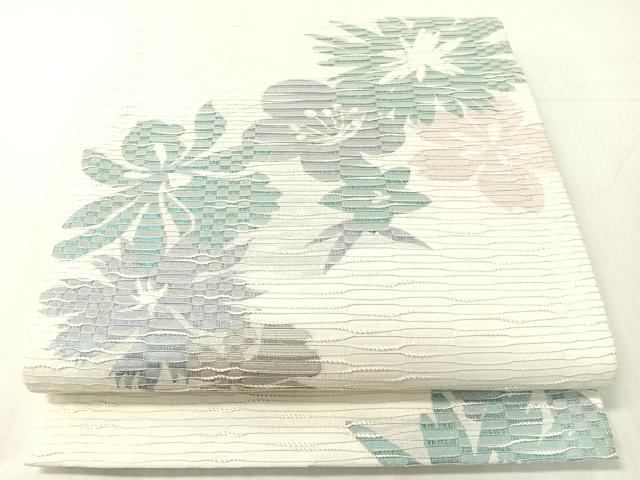 平和屋着物●BANKAN　original　両面　六通柄袋帯　舞花文　銀糸　正絹　逸品　未使用　CABH4719vp