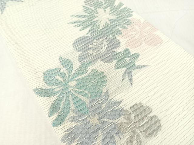 平和屋着物●BANKAN　original　両面　六通柄袋帯　舞花文　銀糸　正絹　逸品　未使用　CABH4719vp