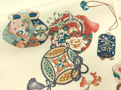 平和屋着物●塩瀬　九寸名古屋帯　作家物　手描き　仕覆吉祥花文　正絹　逸品　CABH4722vp