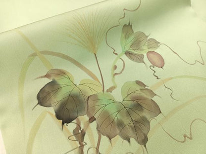 平和屋着物●塩瀬　九寸名古屋帯　手描き　成り物　正絹　逸品　CABH4723vp