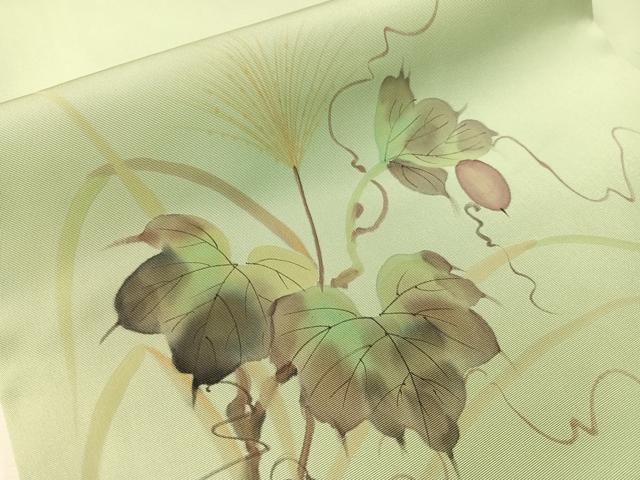 平和屋着物●塩瀬　九寸名古屋帯　手描き　成り物　正絹　逸品　CABH4723vp