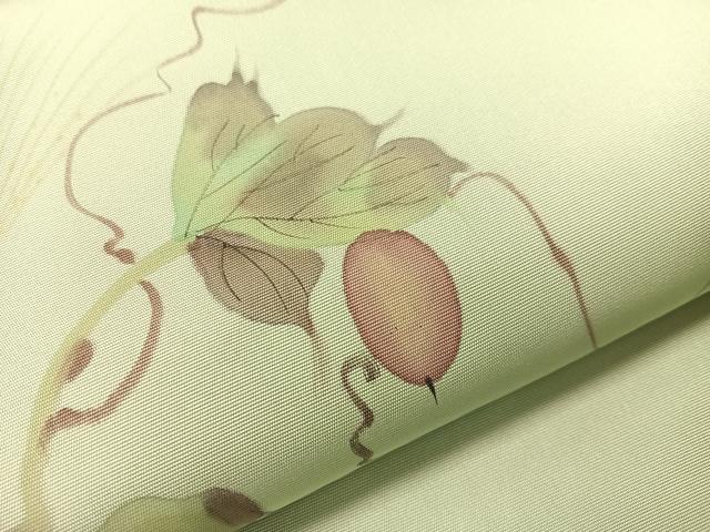 平和屋着物●塩瀬　九寸名古屋帯　手描き　成り物　正絹　逸品　CABH4723vp
