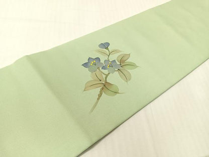 平和屋着物●塩瀬　九寸名古屋帯　手描き　成り物　正絹　逸品　CABH4723vp