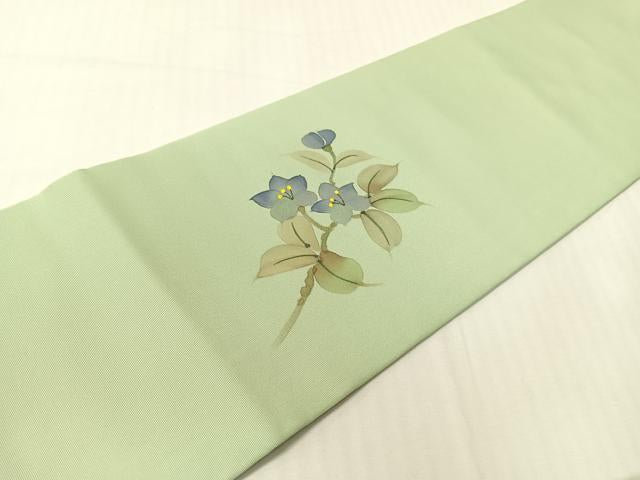 平和屋着物●塩瀬　九寸名古屋帯　手描き　成り物　正絹　逸品　CABH4723vp
