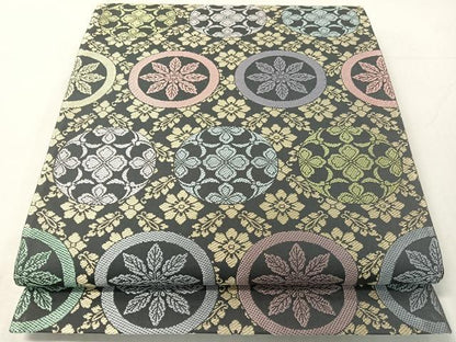 平和屋着物●六通柄袋帯　吉祥花丸文　正絹　逸品　未使用　CABH4730vp