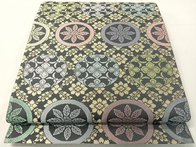 平和屋着物●六通柄袋帯　吉祥花丸文　正絹　逸品　未使用　CABH4730vp