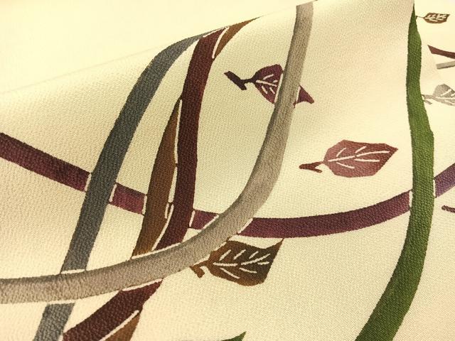 平和屋着物●九寸名古屋帯　型染め　吹き寄せ紋　鬼しぼ縮緬　正絹　逸品　CABH4732vp