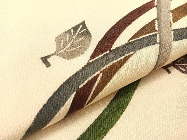 平和屋着物●九寸名古屋帯　型染め　吹き寄せ紋　鬼しぼ縮緬　正絹　逸品　CABH4732vp