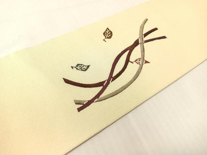 平和屋着物●九寸名古屋帯　型染め　吹き寄せ紋　鬼しぼ縮緬　正絹　逸品　CABH4732vp