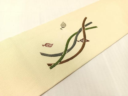 平和屋着物●九寸名古屋帯　型染め　吹き寄せ紋　鬼しぼ縮緬　正絹　逸品　CABH4732vp