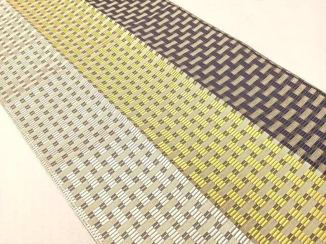 平和屋着物●本場筑前博多織　八寸名古屋帯　間道　単衣帯　正絹　逸品　CABH4733vp
