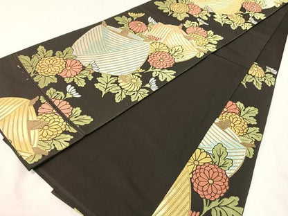 平和屋着物●西陣　川島織物　六通柄　本袋帯　糸巻き菊文　金糸　正絹　逸品　CABH4736vp