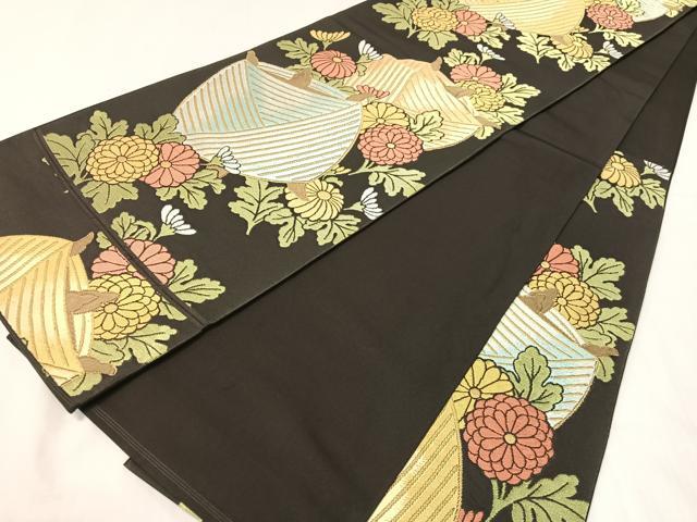 平和屋着物●西陣　川島織物　六通柄　本袋帯　糸巻き菊文　金糸　正絹　逸品　CABH4736vp