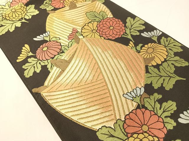 平和屋着物●西陣　川島織物　六通柄　本袋帯　糸巻き菊文　金糸　正絹　逸品　CABH4736vp