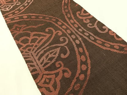 平和屋着物●八寸名古屋帯　紬地　花絵皿文　正絹　逸品　CABH4740vp