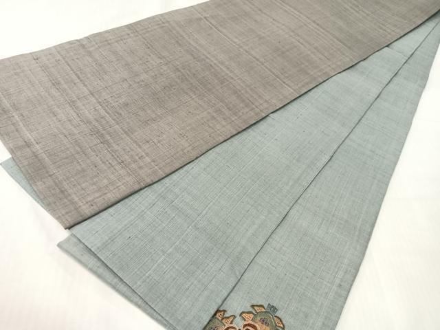 平和屋着物●中国三大刺繍　スワトウ相良刺繍　総刺繍　太鼓柄袋帯　紬地　横段花文　正絹　逸品　CABH4744vp