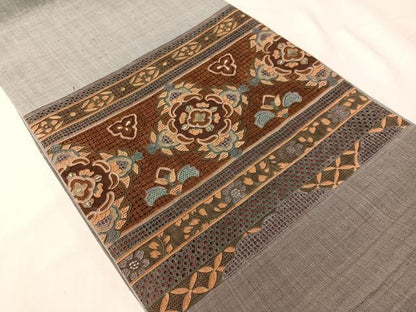 平和屋着物●中国三大刺繍　スワトウ相良刺繍　総刺繍　太鼓柄袋帯　紬地　横段花文　正絹　逸品　CABH4744vp