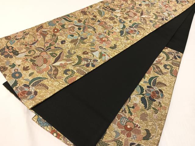 平和屋着物●六通柄袋帯　唐織　更紗花鳥文　金糸　正絹　逸品　CABH4745vp