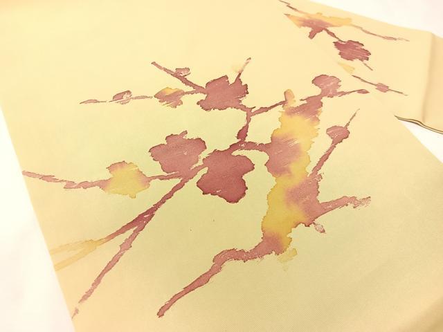 平和屋着物●塩瀬　九寸名古屋帯　枝花文　正絹　逸品　CABH4748vp